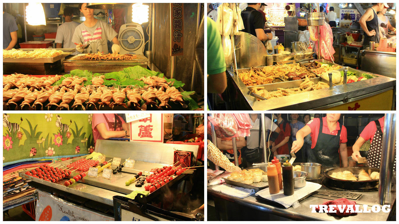 Food Stalls in Miaokou Night Market, Keelung, Taiwan