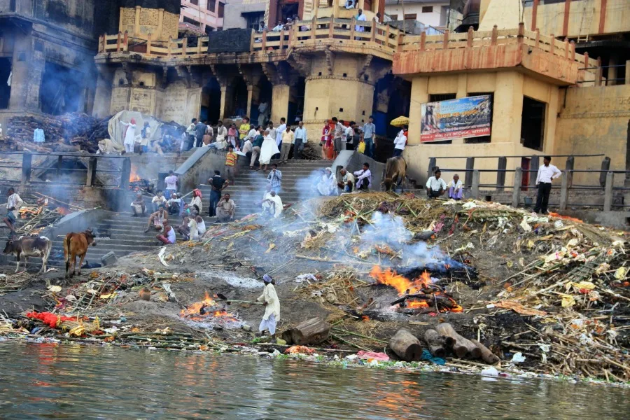 Cremation by the Ganga river, Varanasi, India