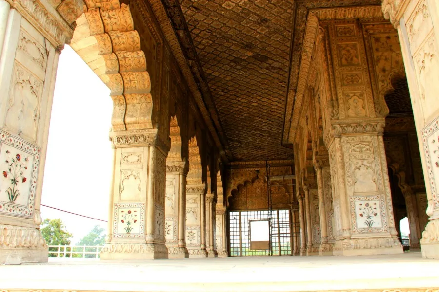 Marble building inside Red Fort in New Delhi, India