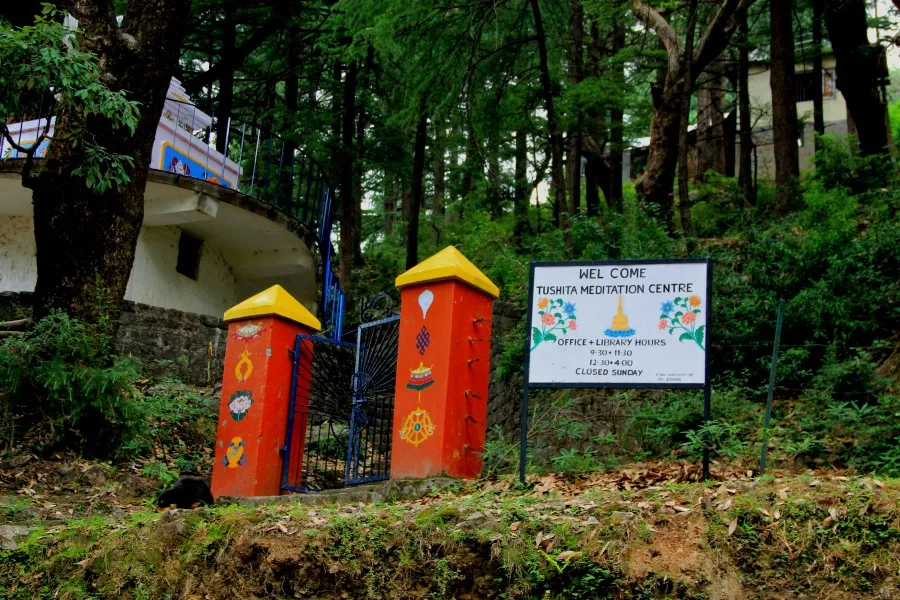 Gate of Tushita Meditation Centre, McLeod Ganj, Dharamsala, India