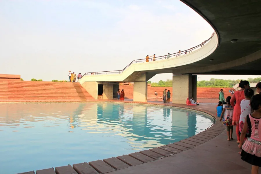 Lake/pool at Bahai Lotus Temple in New Delhi, India