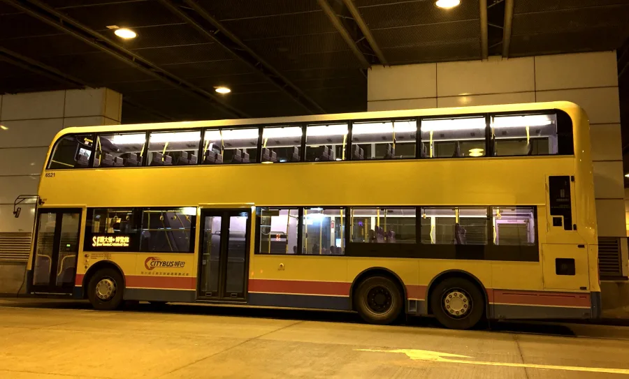 Bus S1 at Tung Chung MTR station. Bus S1 connect Tung Chung and Hong Kong International Airport.