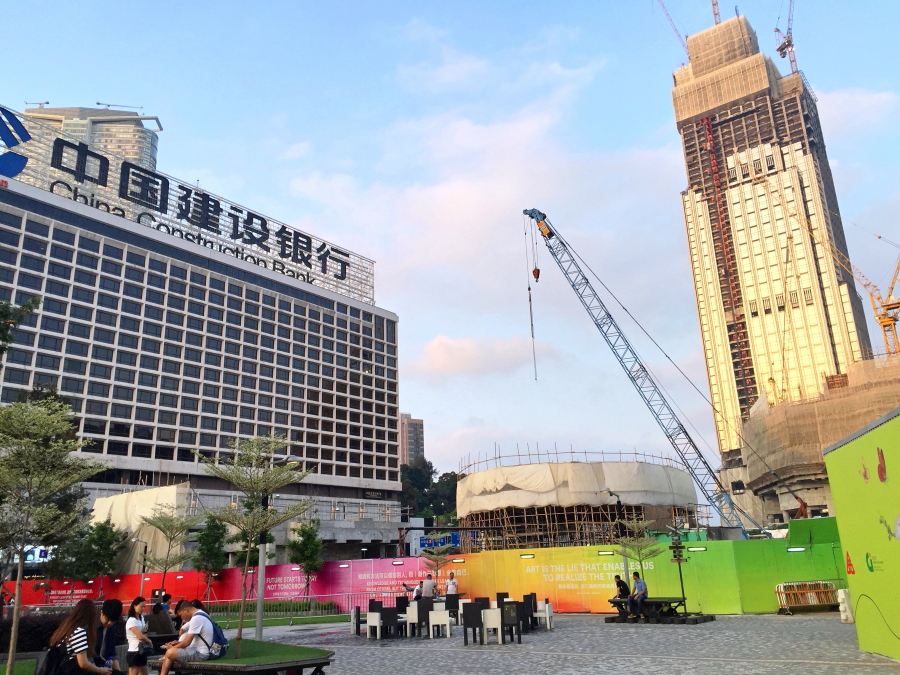 Construction is ongoing at Tsim Sha Tsui, Hong Kong