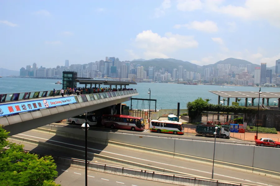 View of Victoria Harbour and Hong Kong Skyline at Garden of Stars, Tsim Sha Tsui, Hong Kong