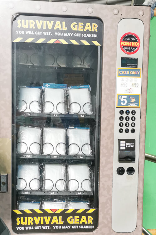 Universal Studios Singapore Guide - Poncho Raincoat Vending Machine at Jurassic Park Rapids Adventure