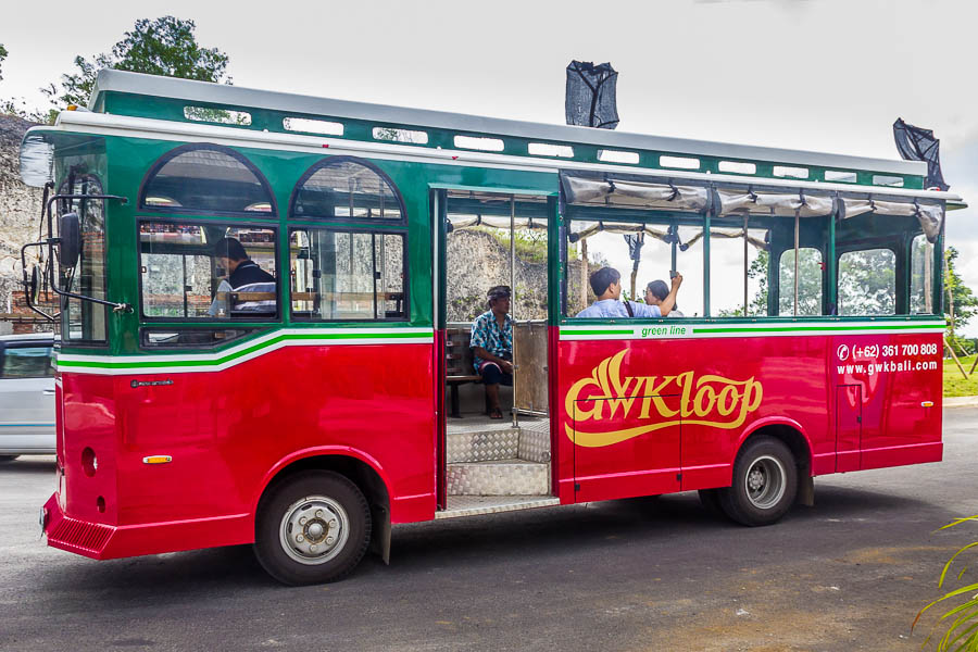 Shuttle bus to bring visitors from ticket counter to the entrance at Garuda Wisnu Kencana GWK, Bali
