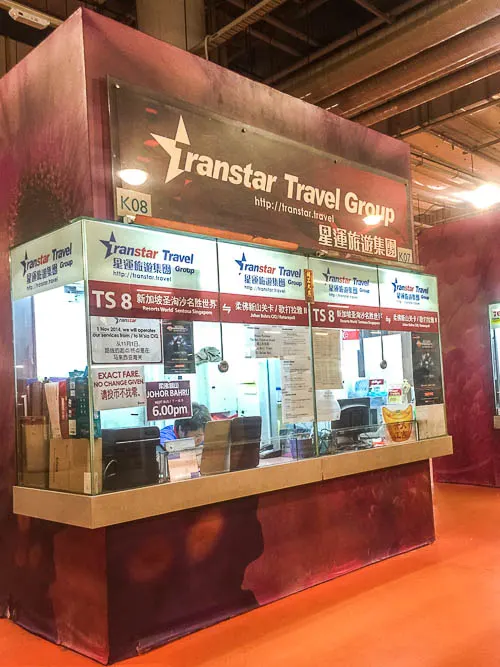Transtar counter for Bus TS8 from resort world sentosa singapore to johor bahru