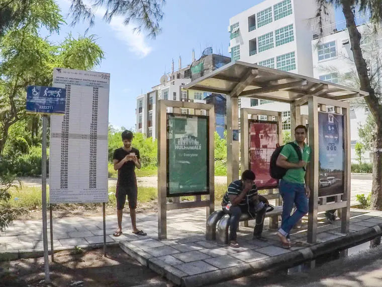 bus stop 2 in hulhumale for airport shuttle bus
