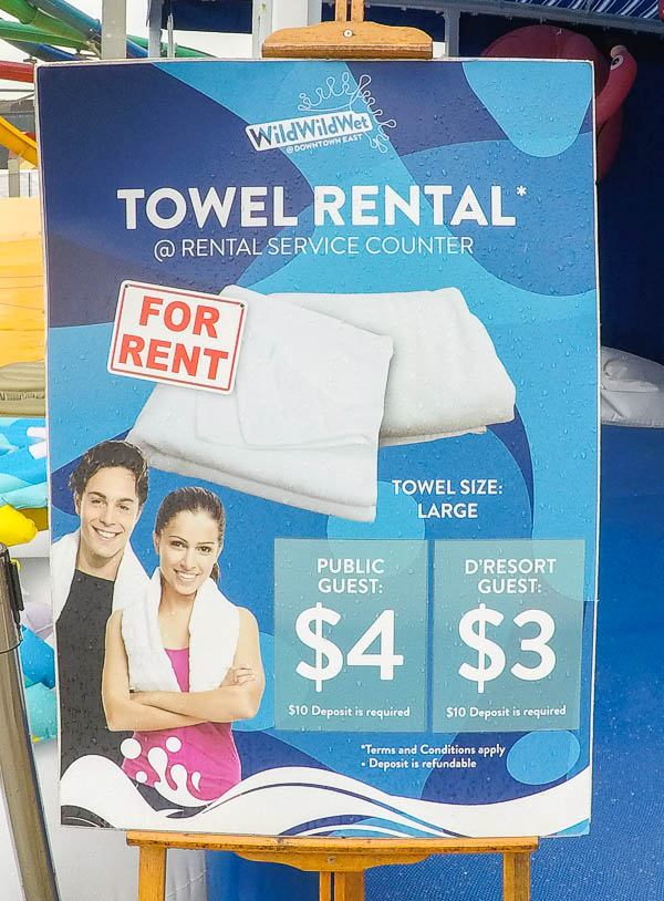 Wild Wild Wet Waterpark Singapore - Towel rental