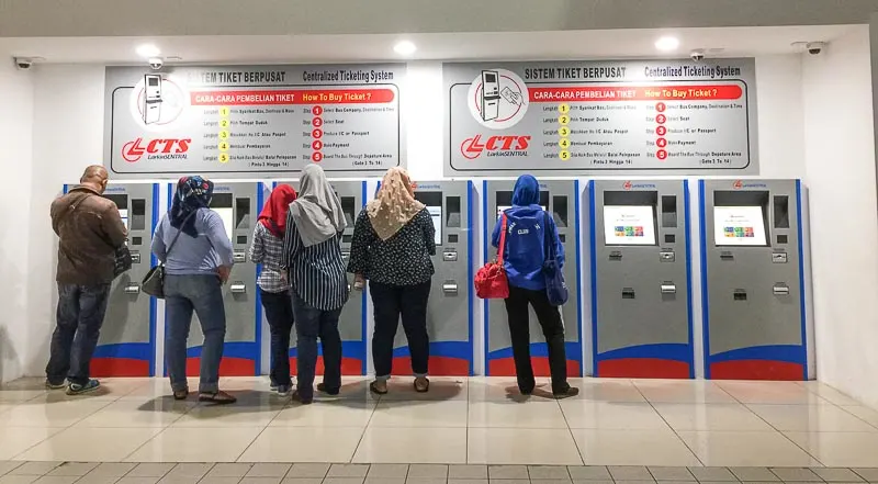 Ticket machine at Larkin Terminal in Johor Bahru Malaysia