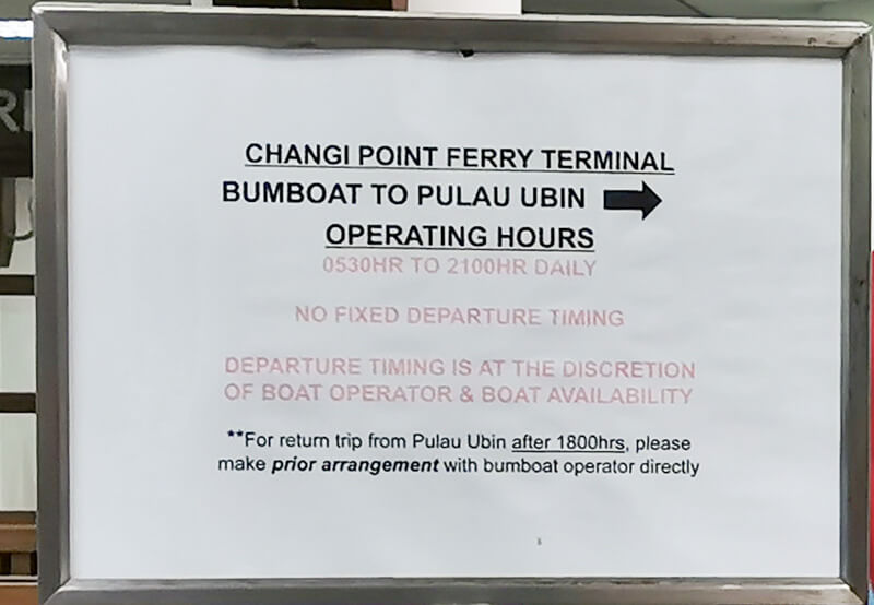 Pulau Ubin Ferry timing and price