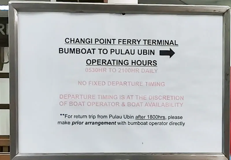 Pulau Ubin Ferry timing and price