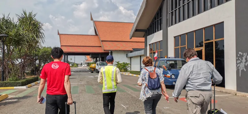 Arriving at Siem Reap Airport - Walking from aircraft to terminal building