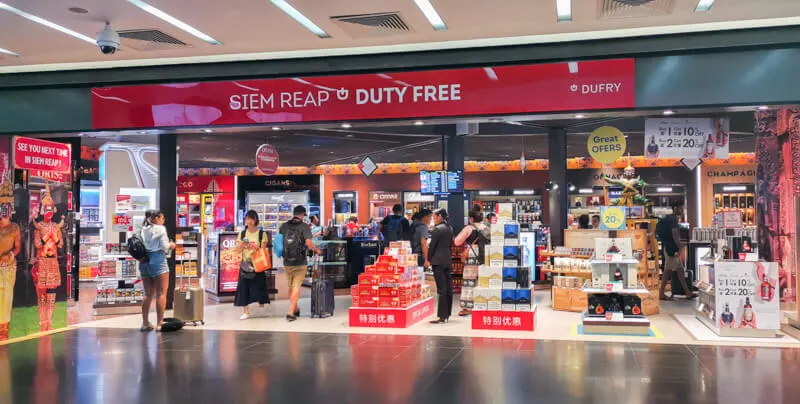 Flying out of Siem Reap Airport - Duty Free shop
