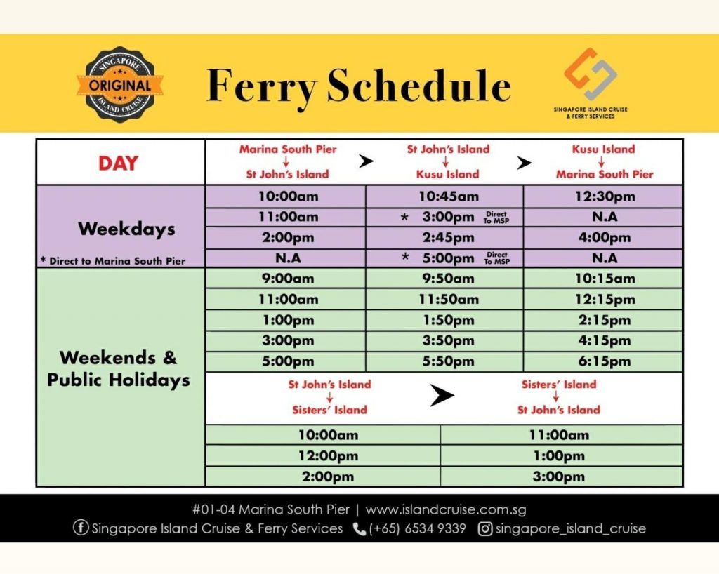 Island Cruise - Ferry Schedule Nov 2020