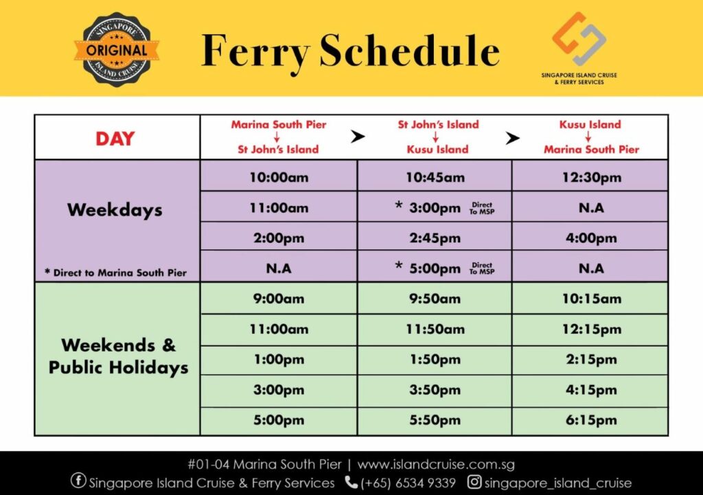 Island Cruise Ferry Schedule from Marina South Pier 2022