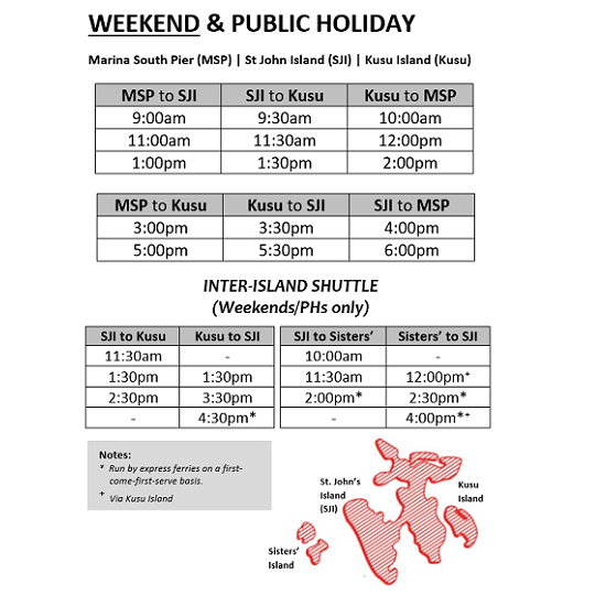 Marina South Ferries - Weekend Ferry Schedule Nov 2020