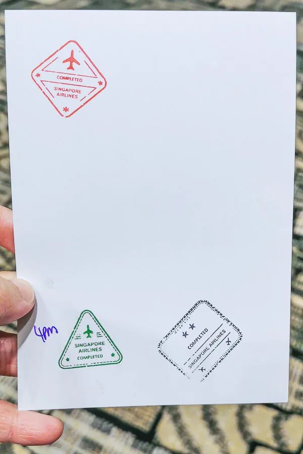 Activities stamps at Restaurant A380 Changi