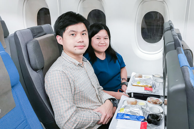 Our selfie with food at Singapore Airline Restaurant A380 Changi