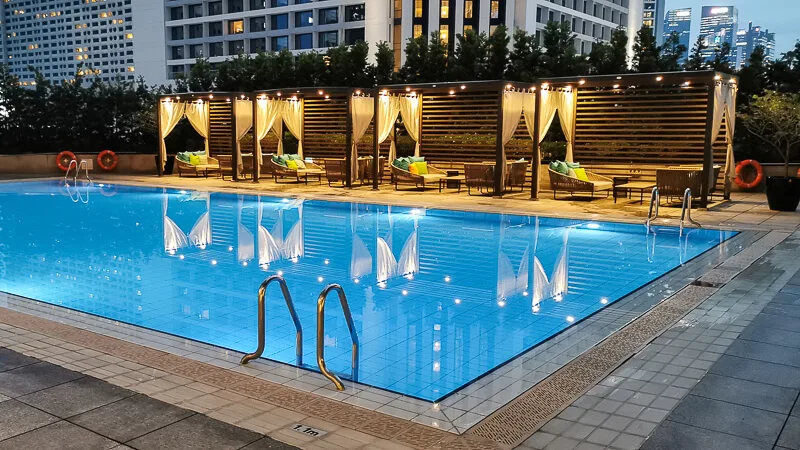 Conrad Centennial Singapore Review - Evening Pool