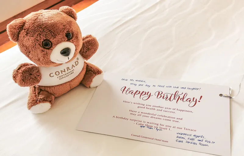 Conrad Centennial Singapore Review - Bear and Birthday Card
