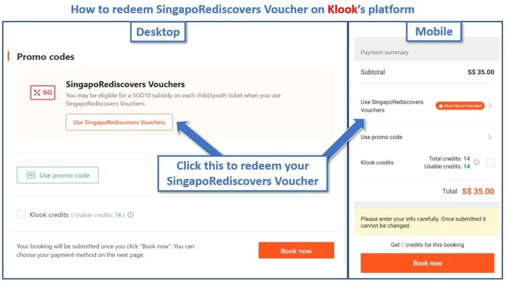 How to redeem SingapoRediscovers Voucher on Klook