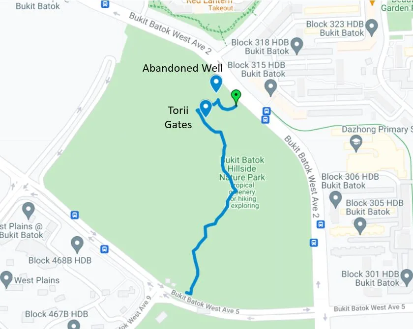 Bukit Batok Hillside Park - Route