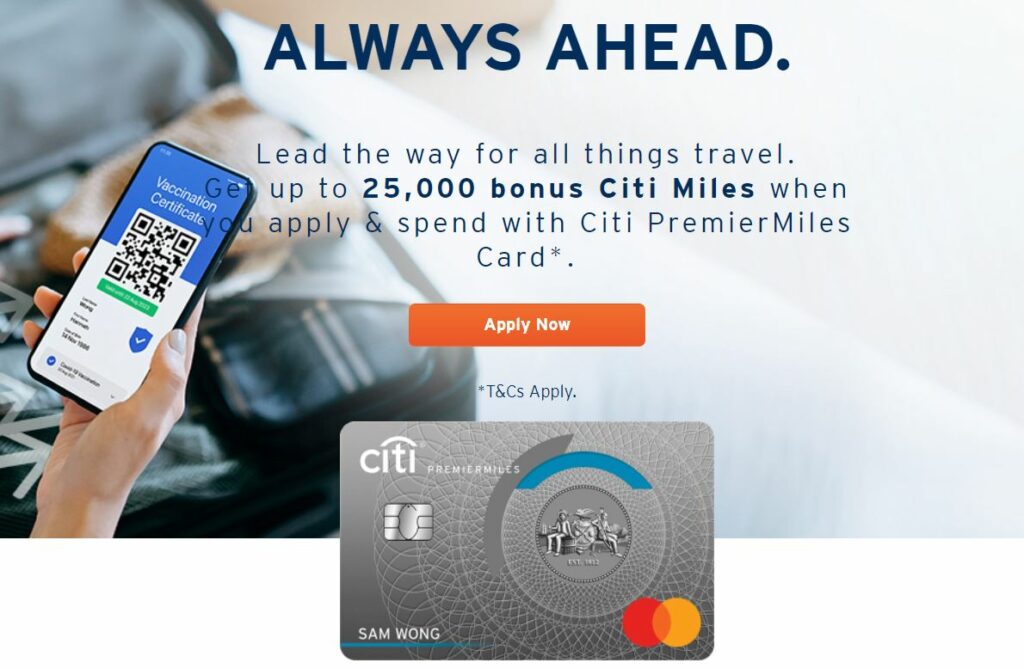Citibank Citi PremierMiles card Welcome Bonus - April 2022 to June 2022