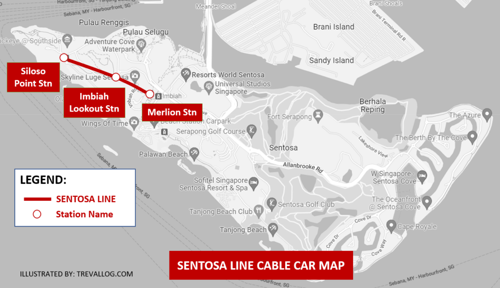 Sentosa Line Cable Car Map