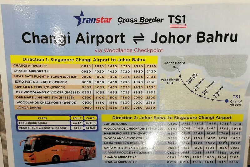 Bus from Changi Airport to Johor Bahru