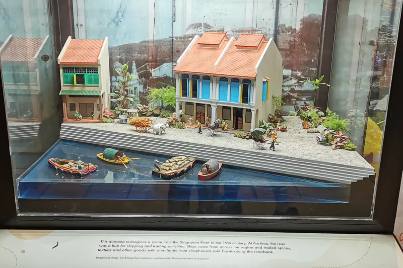 Diorama depicting life along Singapore River