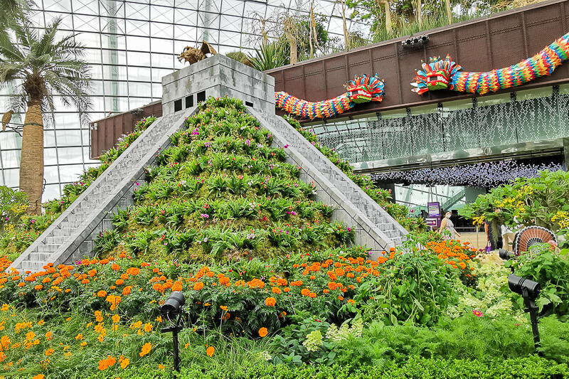 Hanging Gardens Mexican Roots at Flower Dome, Gardens by the Bay - Chichén Itzá Pyramid