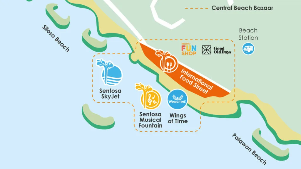 Map of Central Beach Bazaar Sentosa