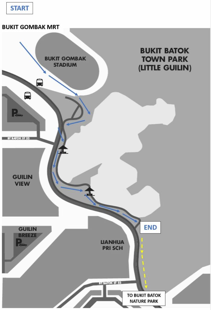 Singapore Little Guilin Bukit Batok Town - Suggested Route