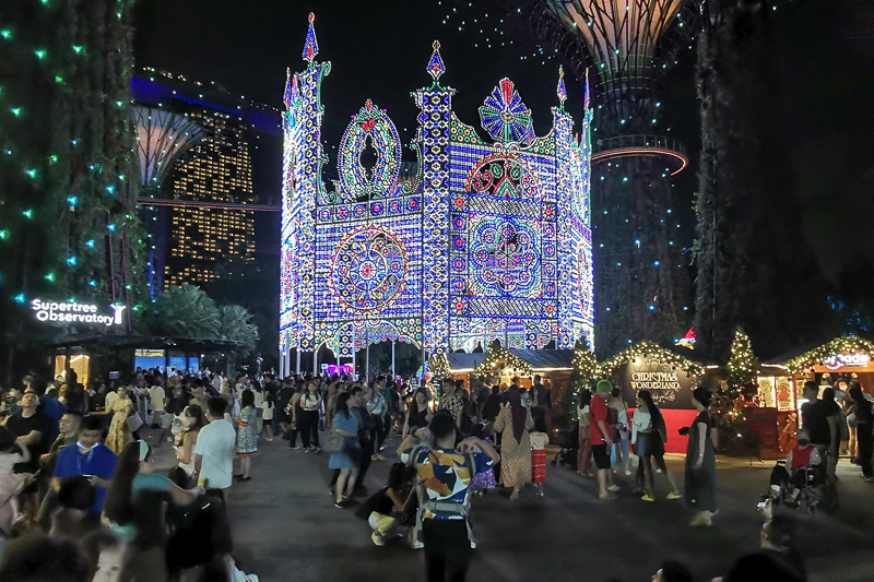 Singapore Christmas Wwonderland 2022 at Gardens by the Bay - St Nick Square - Spalliera during Garden Rhapsody