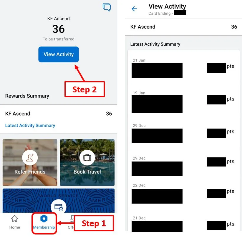 AMEX KrisFlyer Ascend Card Review - Check Points Earned via Mobile App