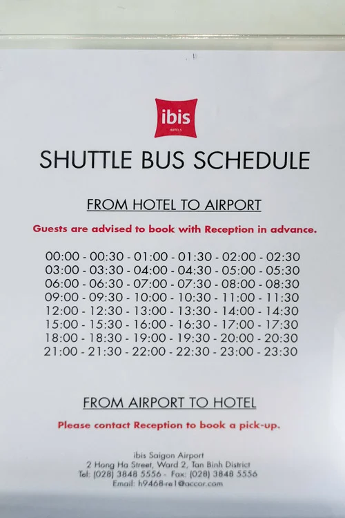 ibis Saigon Airport Review - Airport Shuttle
