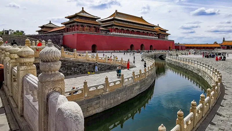 Forbidden City in Beijing China - Central Axis - Courtyard at Outer Court Before Gate of Supreme Harmony