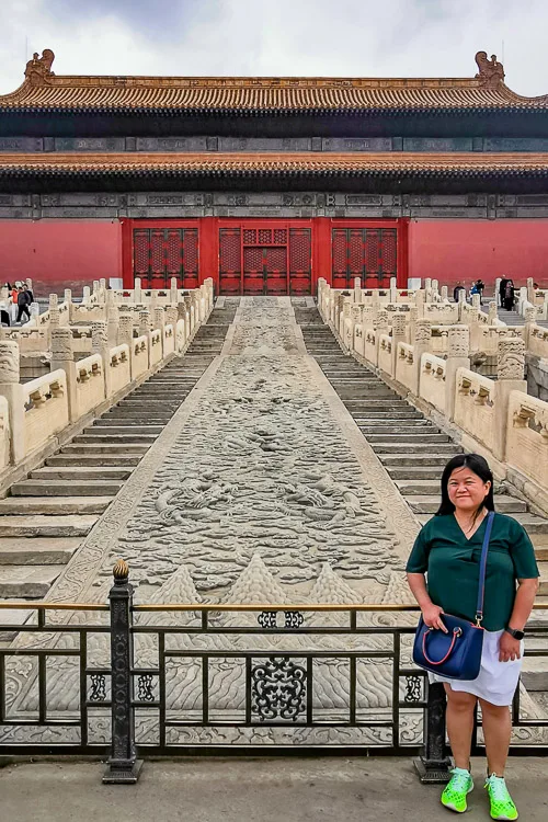Forbidden City in Beijing China - Central Axis - Hall of Preserving Harmony - Large Stone Carving