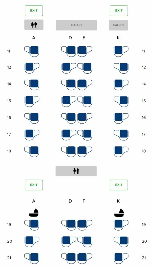 A350-950 medium haul seat map