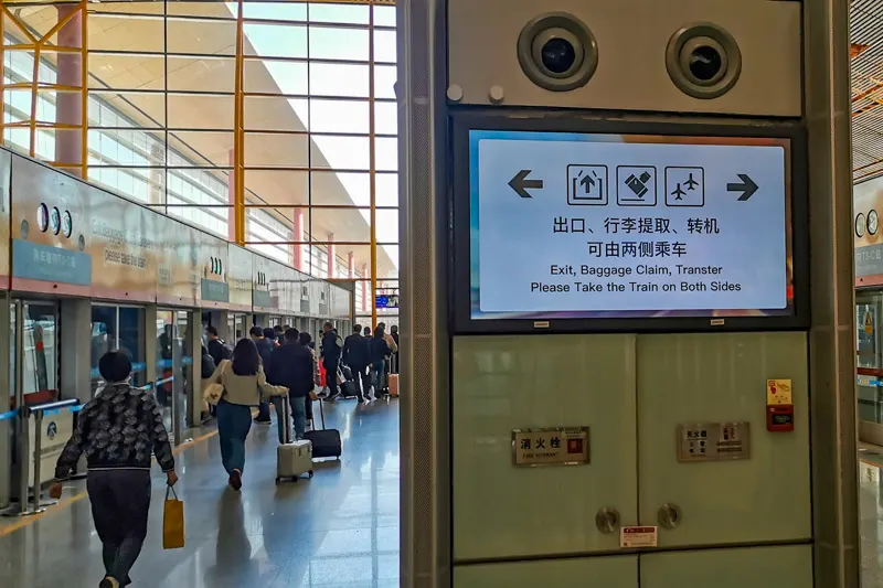 Skytrain to another terminal for immigration and baggage collection