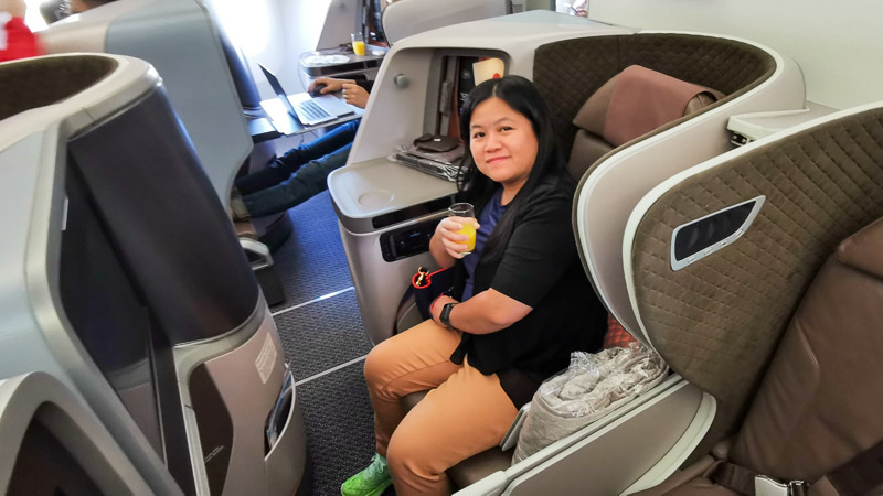 Side view of seats at Singapore Airlines A350 Business Class