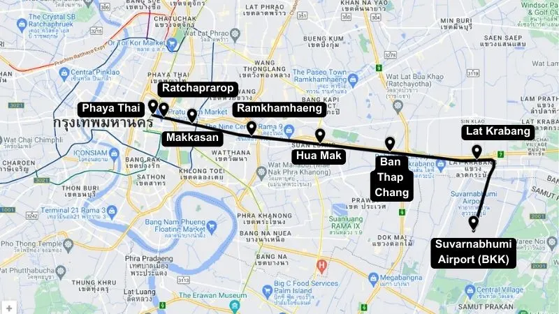 Bangkok Airport Railink Map